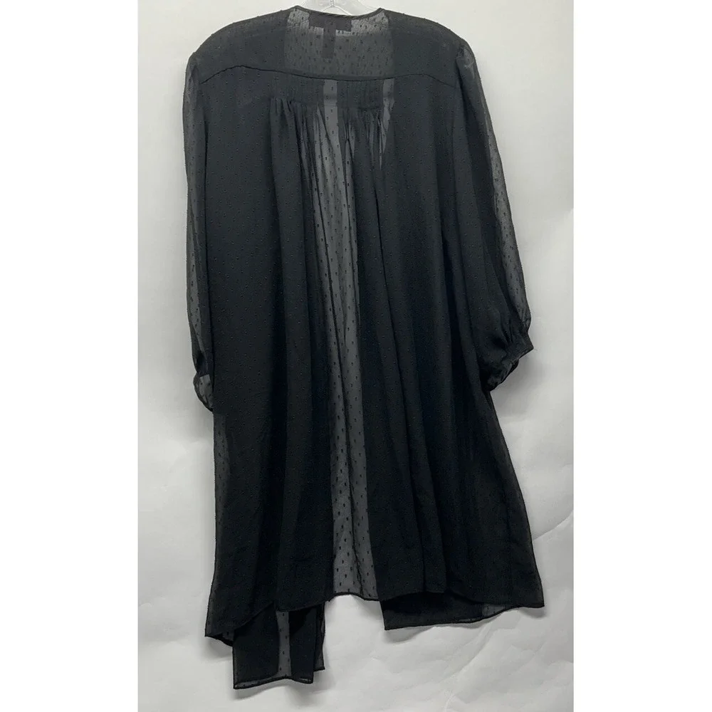 Oscar de la Renta Womens Size L Black 1/2 Sleeve Cardigan Pink Label Robe (L8)
